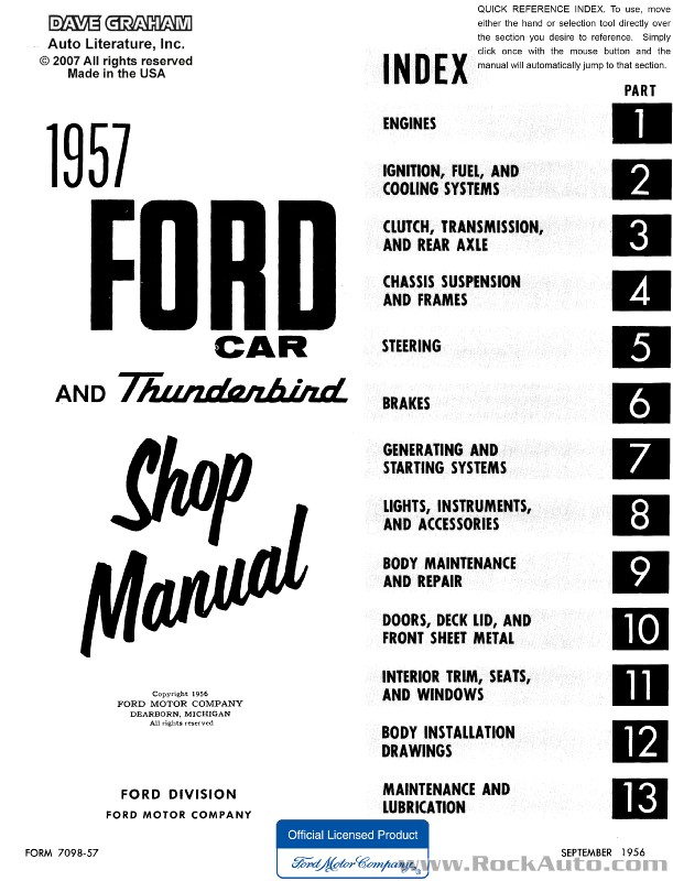 Ford Thunderbird Brochure 1957 1957 Onlymanuals